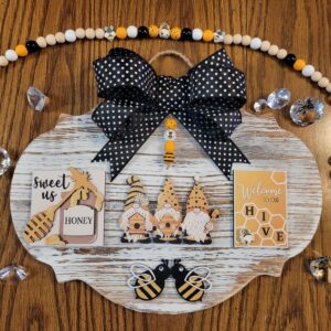 12"x16" Welcome To Our Hive Scalloped Wall Decor with 35" Bee Garland
