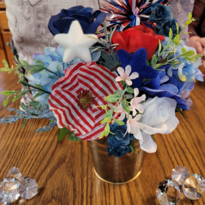 13" x 12" Gold Bucket With Americana Florals