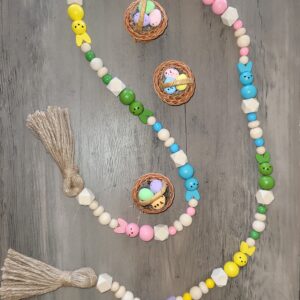 56" Pastel Peep Wooden Beaded Garland