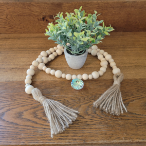 44" Diamond Accent Natural Wooden Bead Garland