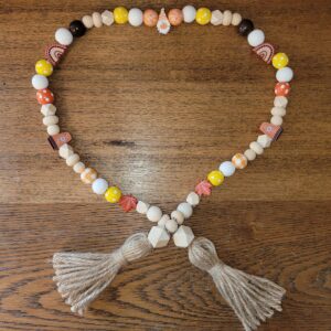 37" Pumpkin Gnome Wooden Bead Garland