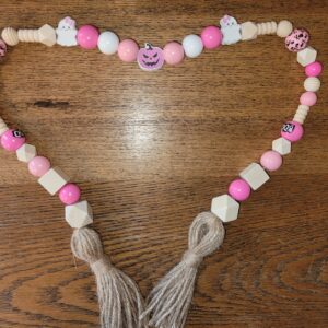 28" Pink Ghost Wooden Bead Garland