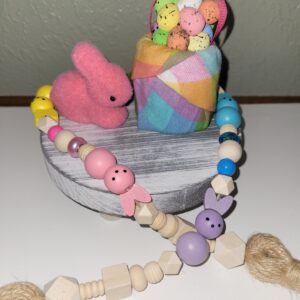 6" x 6" Easter Egg Basket Riser With 31" Pastel Peep Garland