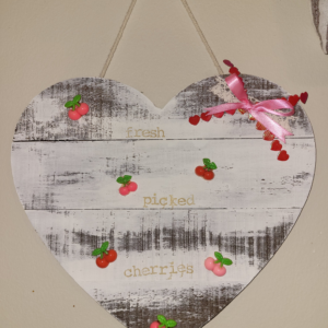 10" x 11" Fresh Picked Cherries Heart Wall Decor