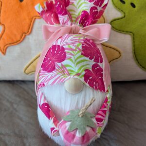9" x 7" Pink And Green Summer Strawberry Gnome
