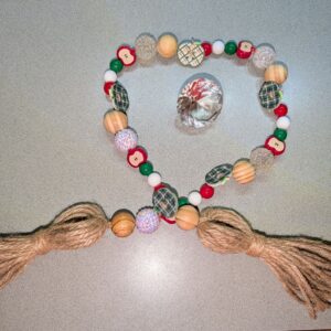 31" Beaded Apple Garland With Jute Tassels