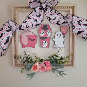 12" x 12" Pink Spooky Cute Ghost Beaded Decor